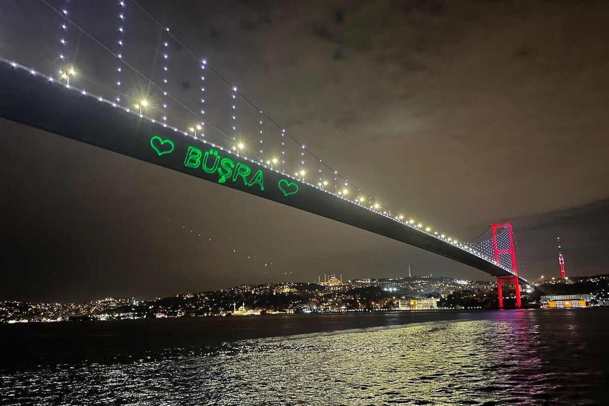 Laser Name Writing on the Bosphorus Bridge
