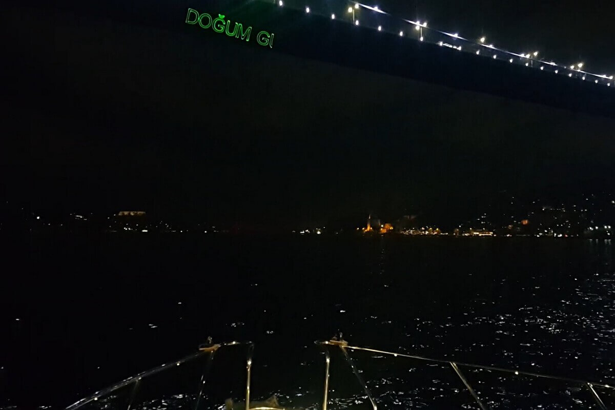 Laser Birthday Greeting Message on Bosphorus Bridge