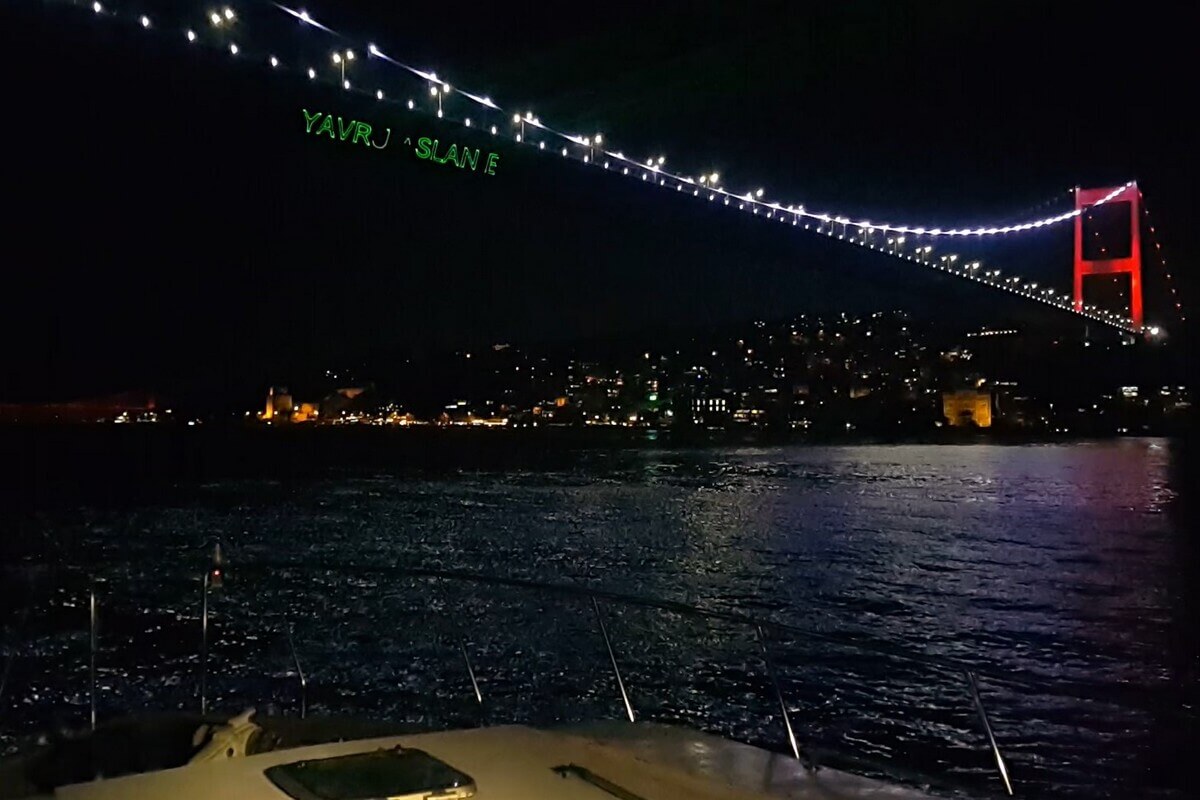 Birthday Celebration with Laser on the Bosphorus Bridge