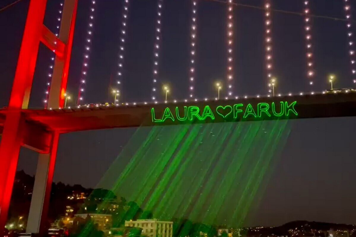 Writing a Name on the Bosphorus Bridge with a Laser