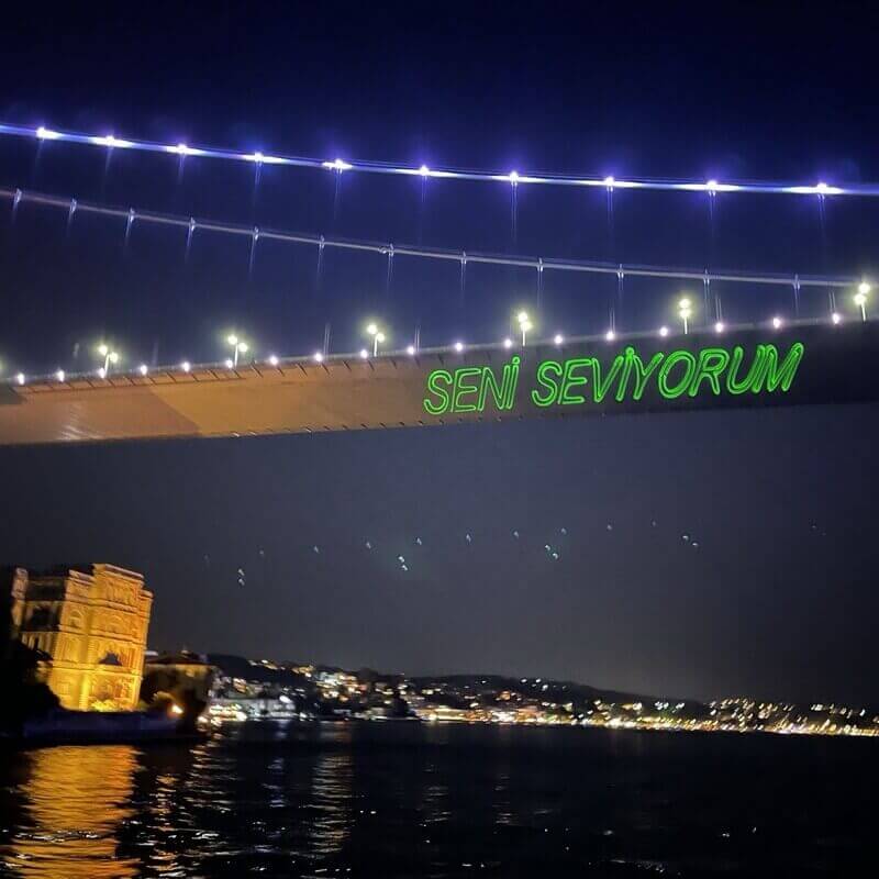 Laser Writing on the Bosphorus Bridge